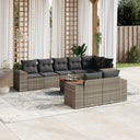 vidaXL 9-delige Loungeset met kussens poly rattan zwart