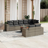 vidaXL 9-delige Loungeset met kussens poly rattan zwart