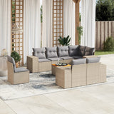 vidaXL 9-delige Loungeset met kussens poly rattan zwart