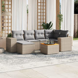 vidaXL 7-delige Loungeset met kussens poly rattan zwart