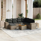 vidaXL 8-delige Loungeset met kussens poly rattan zwart