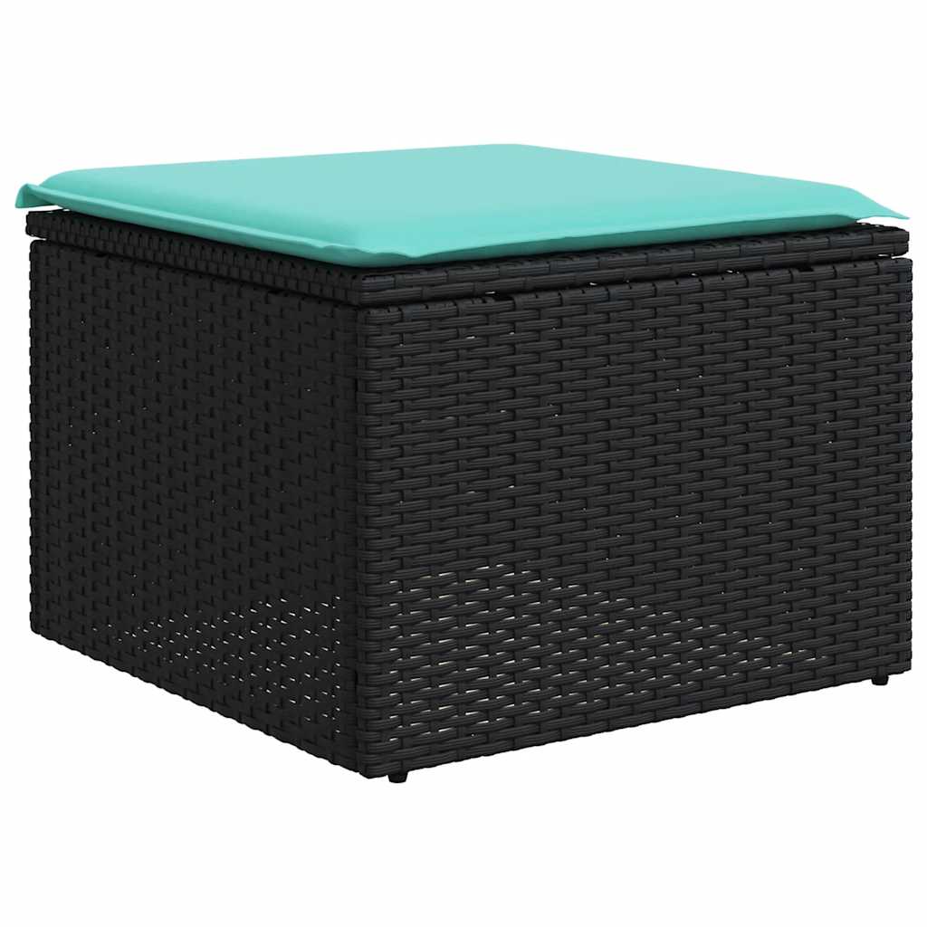 vidaXL 9-piece Garden Sofa Set with Cushions Black Poly Rattan