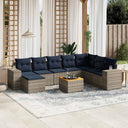 vidaXL 9-piece Garden Sofa Set with Cushions Black Poly Rattan