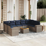 vidaXL 10-piece Garden Sofa Set with Cushions Black Poly Rattan