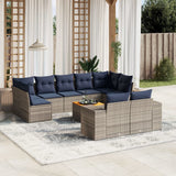 vidaXL 10-piece Garden Sofa Set with Cushions Black Poly Rattan
