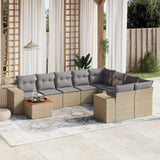 vidaXL 10-delige Loungeset met kussens poly rattan zwart