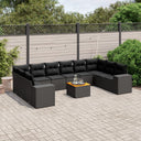 vidaXL 11-delige Loungeset met kussens poly rattan zwart
