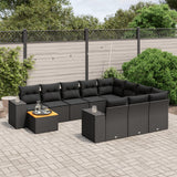 vidaXL 11-Piece Lounge Set with Cushions Poly Rattan Black