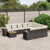 vidaXL 11-Piece Lounge Set with Cushions Poly Rattan Black