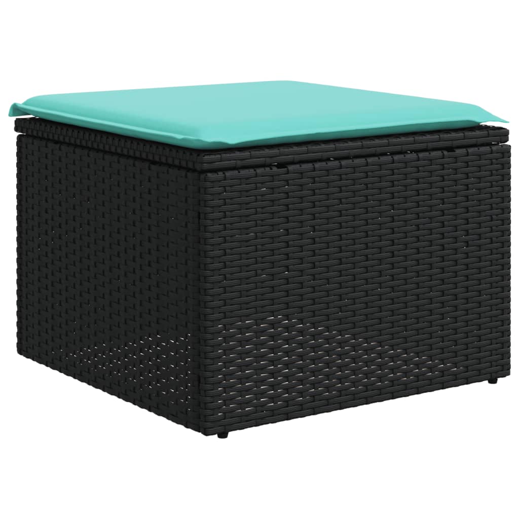 vidaXL 11-Piece Garden Lounge Set with Cushions, Black Poly Rattan