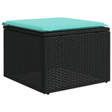 vidaXL 11-Piece Garden Lounge Set with Cushions, Black Poly Rattan