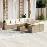 vidaXL 11-Piece Lounge Set with Cushions Poly Rattan Black