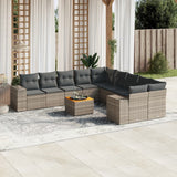 vidaXL 11-Piece Lounge Set with Cushions Poly Rattan Black