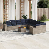 vidaXL 11-Piece Garden Lounge Set with Cushions, Black Poly Rattan