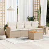 vidaXL 4-delige Loungeset met kussens poly rattan zwart