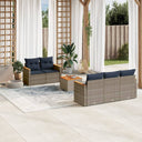 vidaXL 6-delige tuinbankset met kussens van zwart polyrotan