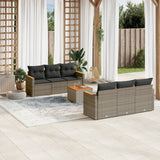 vidaXL 7-delige Loungeset met kussens poly rattan zwart