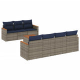 vidaXL 8-piece Garden Sofa Set with Cushions, Black Poly Rattan