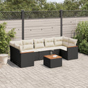 vidaXL 8-delige Loungeset met kussens poly rattan zwart