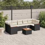 vidaXL 8-delige Loungeset met kussens poly rattan zwart