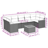 vidaXL 8-delige tuinbankset met kussens, zwart polyrotan