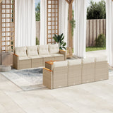 vidaXL 9-delige Loungeset met kussens poly rattan zwart