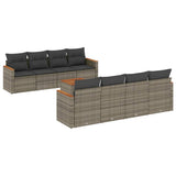 vidaXL 9-delige Loungeset met kussens poly rattan zwart