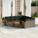 vidaXL 9-delige Loungeset met kussens poly rattan zwart