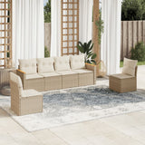 vidaXL 6-delige Loungeset met kussens poly rattan zwart