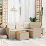 vidaXL 4-delige Loungeset met kussens poly rattan zwart
