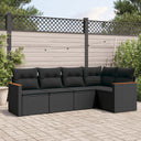 vidaXL 5-delige Loungeset met kussens poly rattan zwart
