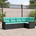 vidaXL ensemble de 5 banques de jardin avec coussins en polyrotan noir