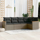 vidaXL 5-delige Loungeset met kussens poly rattan zwart