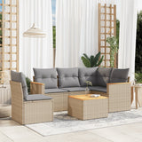 vidaXL 5-delige Loungeset met kussens poly rattan zwart