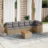vidaXL 6-delige Loungeset met kussens poly rattan zwart