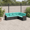 vidaXL ensemble de 6 bancs de jardin avec coussins en polyrotan noir