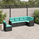 vidaXL ensemble de 6 bancs de jardin avec coussins en polyrotan noir