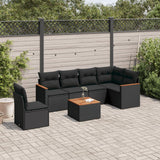 vidaXL 6-delige Loungeset met kussens poly rattan zwart