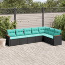 vidaXL ensemble de 7 banques de jardin avec coussins en polyrotan noir