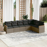 vidaXL 7-delige Loungeset met kussens poly rattan zwart
