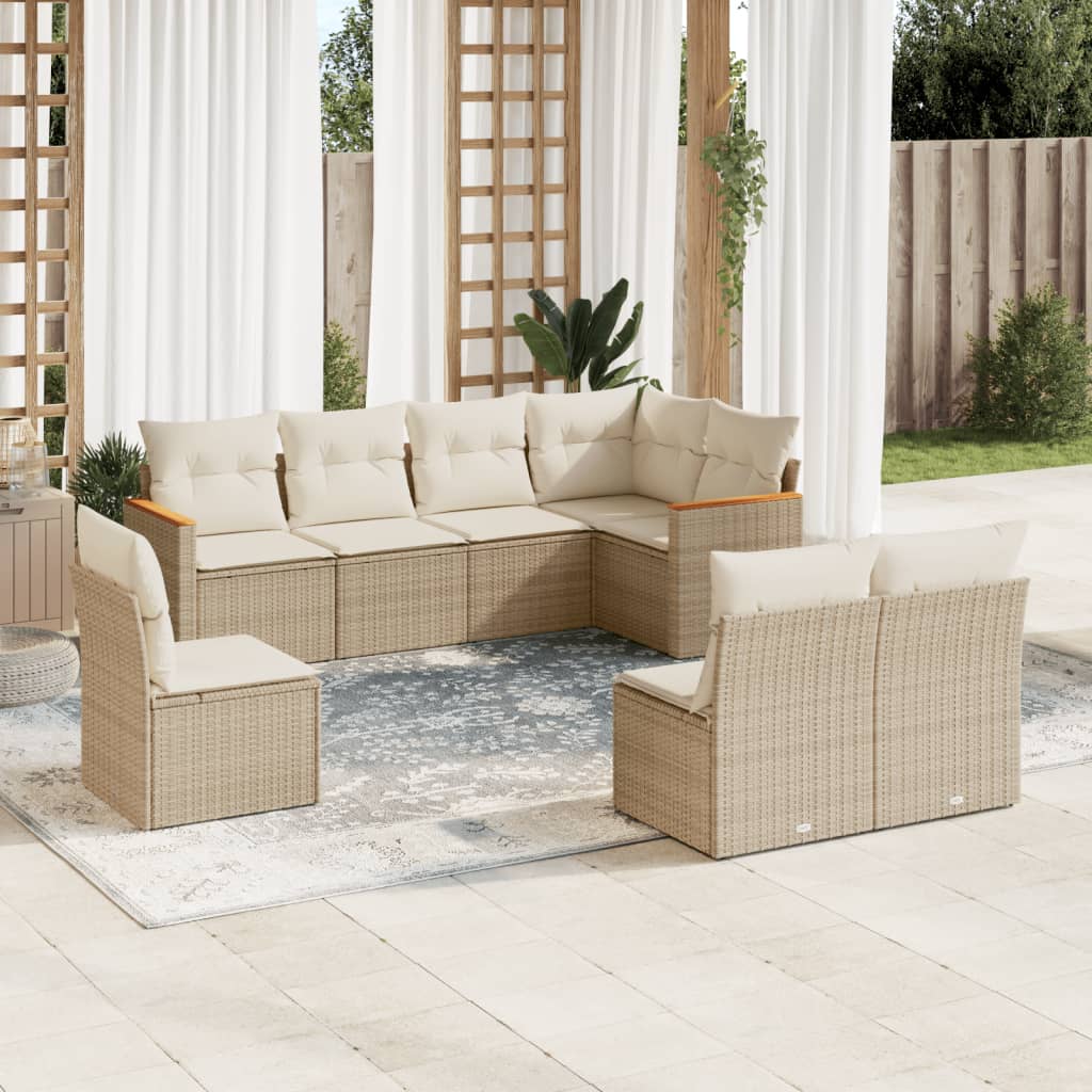 vidaXL 8-delige Loungeset met kussens poly rattan zwart
