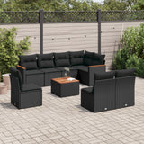 vidaXL 8-delige Loungeset met kussens poly rattan zwart