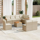 vidaXL 8-delige Loungeset met kussens poly rattan zwart
