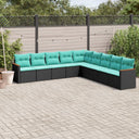 vidaXL ensemble de 9 banques de jardin avec coussins en polyrotan noir