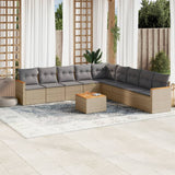 vidaXL 9-delige Loungeset met kussens poly rattan zwart