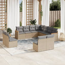 vidaXL 11-delige Loungeset met kussens poly rattan zwart