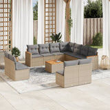 vidaXL 11-delige Loungeset met kussens poly rattan zwart