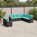 vidaXL ensemble de 9 banques de jardin avec coussins en polyrotan noir