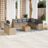 vidaXL 9-delige Loungeset met kussens poly rattan zwart