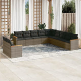 vidaXL 11-delige Loungeset met kussens poly rattan zwart
